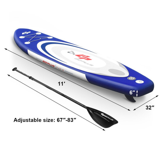 11 Feet Adjustable Inflatable Stand up Paddle SUP Surfboard with Bag - Image 6