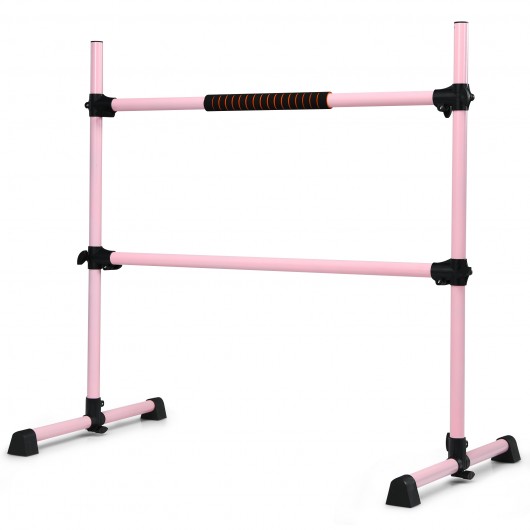 4 Feet Portable Ballet Barre with Adjustable Height-Pink - Image 6