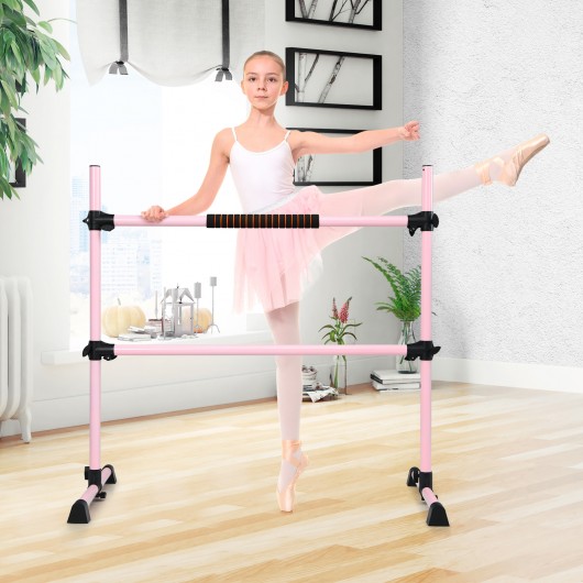 4 Feet Portable Ballet Barre with Adjustable Height-Pink - Image 2