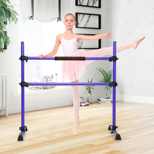 4 Feet Portable Ballet Barre with Adjustable Height-Purple - Image 2
