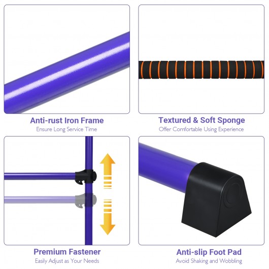 4 Feet Portable Ballet Barre with Adjustable Height-Purple - Image 6