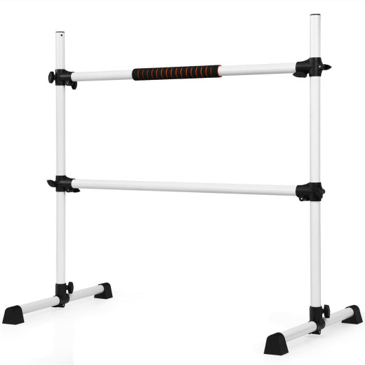 4 Feet Portable Ballet Barre with Adjustable Height-Gray - Image 2