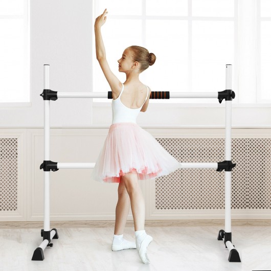 4 Feet Portable Ballet Barre with Adjustable Height-Gray - Image 5