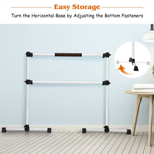 4 Feet Portable Ballet Barre with Adjustable Height-Gray - Image 3