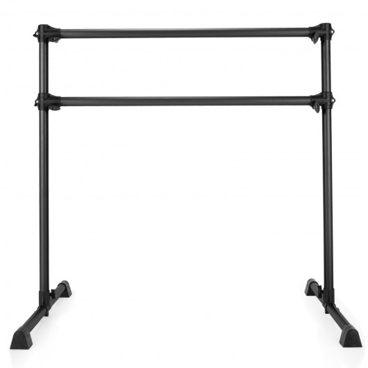 4 Feet Double Ballet Barre Bar with Adjustable Height-Black - Image 4
