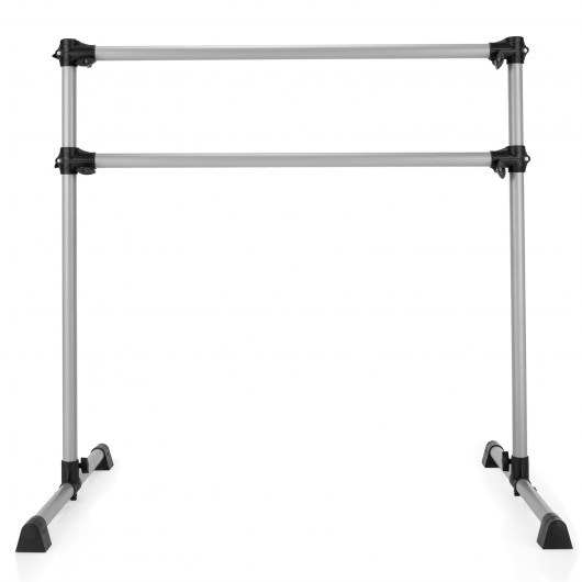 4 Feet Double Ballet Barre Bar with Adjustable Height-Silver - Image 4
