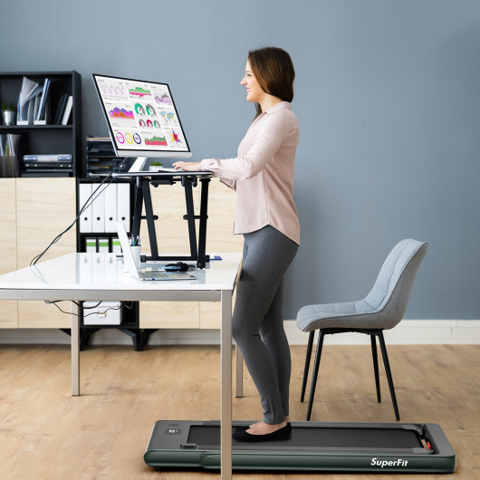 2-in-1 Electric Motorized Health and Fitness Folding Treadmill with Dual Display and Speaker-Green - Image 5