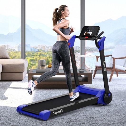 2.25 HP Electric Motorized Folding Running Treadmill Machine with LED Display-Navy - Image 2