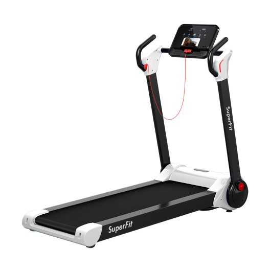 2.25 HP Electric Motorized Folding Running Treadmill Machine with LED Display-White - Image 6