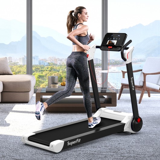 2.25 HP Electric Motorized Folding Running Treadmill Machine with LED Display-White - Image 2