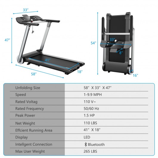 Italian Designed Folding Treadmill with Heart Rate Belt and Fatigue Button - Image 4