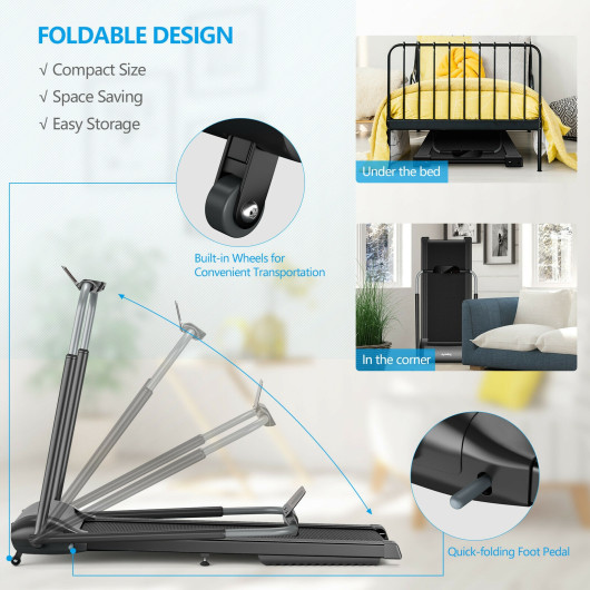 Compact Folding Treadmill with Touch Screen APP Control-Black - Image 6