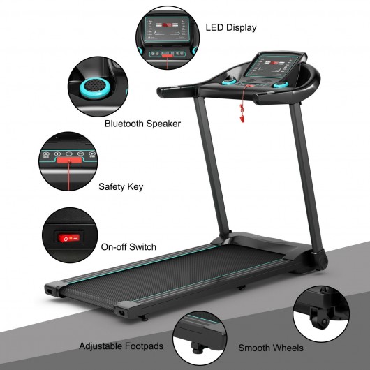 2.25HP Electric Running Machine Treadmill with Speaker and APP Control-Blue - Image 5