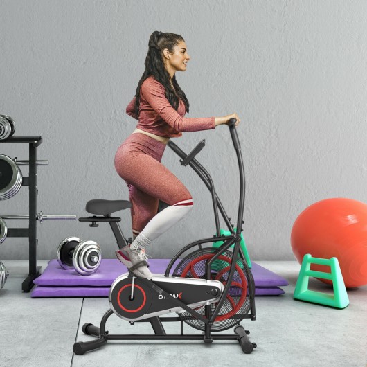 Upright Air Bike with Unlimited Resistance-Black - Image 2