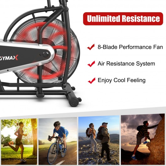 Upright Air Bike with Unlimited Resistance-Black - Image 3