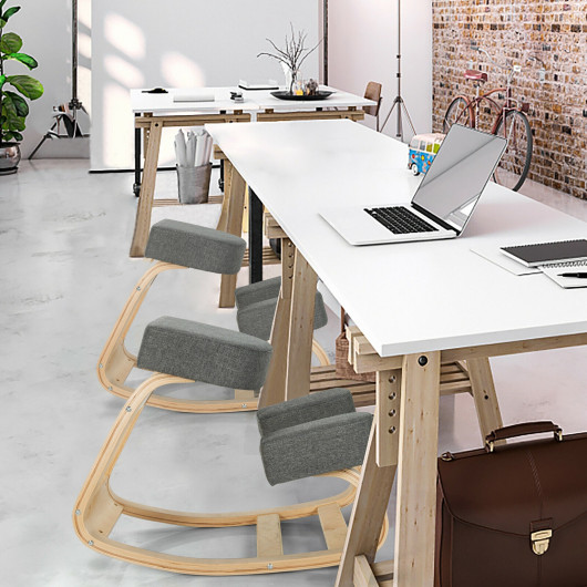 Ergonomic Kneeling Chair Rocking Office Desk Stool Upright Posture-Gray - Image 6
