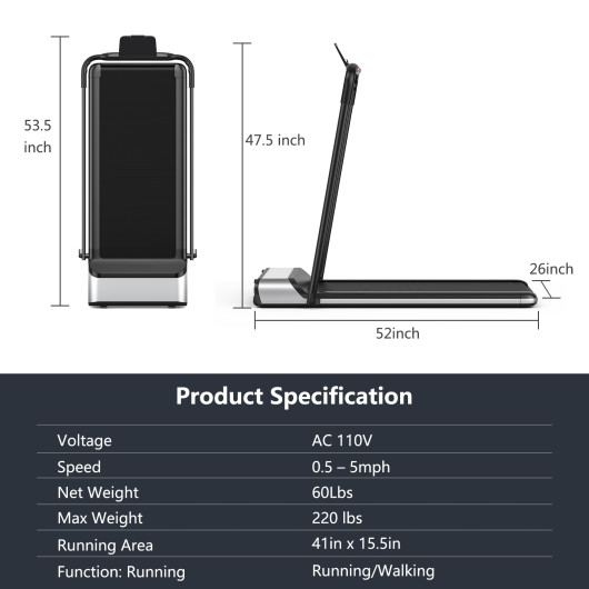 Ultra-thin Electric Folding Motorized Treadmill with LCD Monitor Low Noise - Image 6