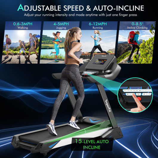 4.75 HP Treadmill with APP and Auto Incline for Home and Apartment-Black - Image 6
