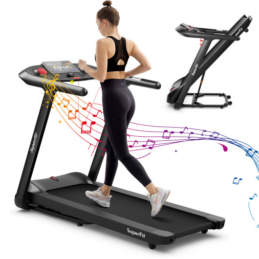 4.75HP Folding Treadmill with Preset Programs Touch Screen Control-Black - Image 3