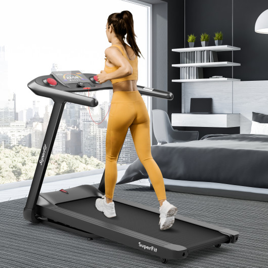 4.75HP Folding Treadmill with Preset Programs Touch Screen Control-Black - Image 2