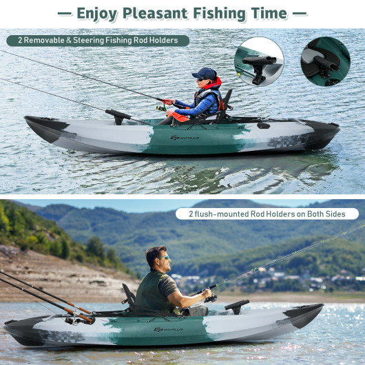 Sit-on-Top Fishing Kayak Boat With Fishing Rod Holders and Paddle-Gray - Image 4