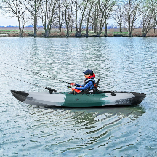 Sit-on-Top Fishing Kayak Boat With Fishing Rod Holders and Paddle-Gray - Image 3