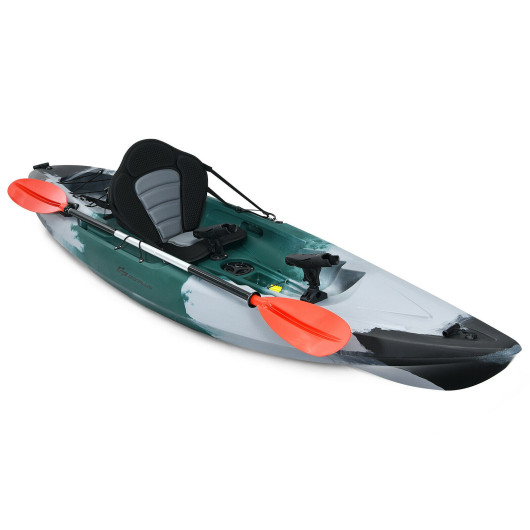 Sit-on-Top Fishing Kayak Boat With Fishing Rod Holders and Paddle-Gray - Image 2