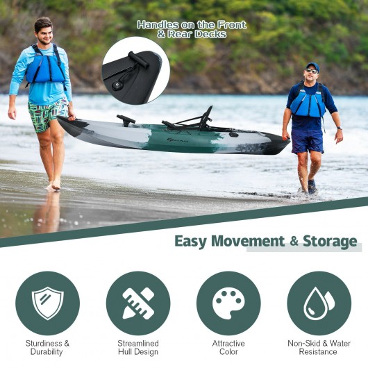 Sit-on-Top Fishing Kayak Boat With Fishing Rod Holders and Paddle-Gray - Image 5