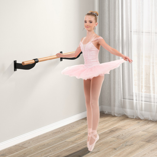 4 Feet Wall-Mounted Ballet Barre for Yoga-Black - Image 6