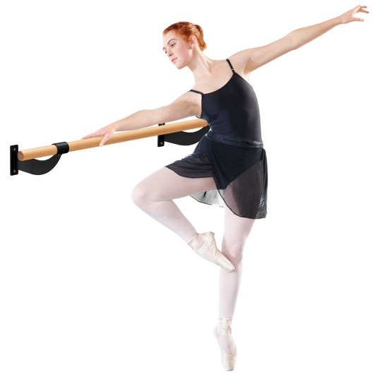4 Feet Wall-Mounted Ballet Barre for Yoga-Black - Image 2