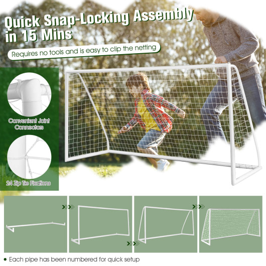 12 x 6 Feet Soccer Goal with Strong PVC Frame and High-Strength Netting - Image 6