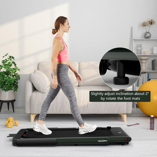 2.25HP 2 in 1 Folding Treadmill with APP Speaker Remote Control-Green - Image 4