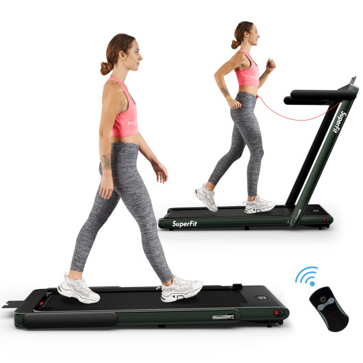 2.25HP 2 in 1 Folding Treadmill with APP Speaker Remote Control-Green - Image 5