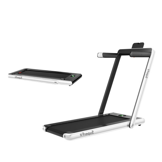 2.25HP 2 in 1 Folding Treadmill with APP Speaker Remote Control-White - Image 5