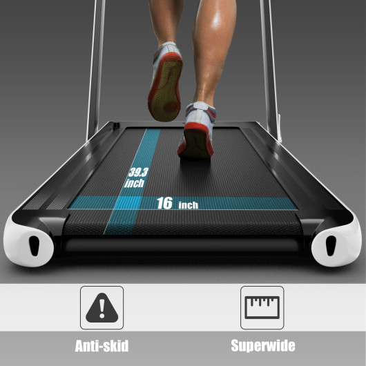 2.25HP 2 in 1 Folding Treadmill with APP Speaker Remote Control-White - Image 4