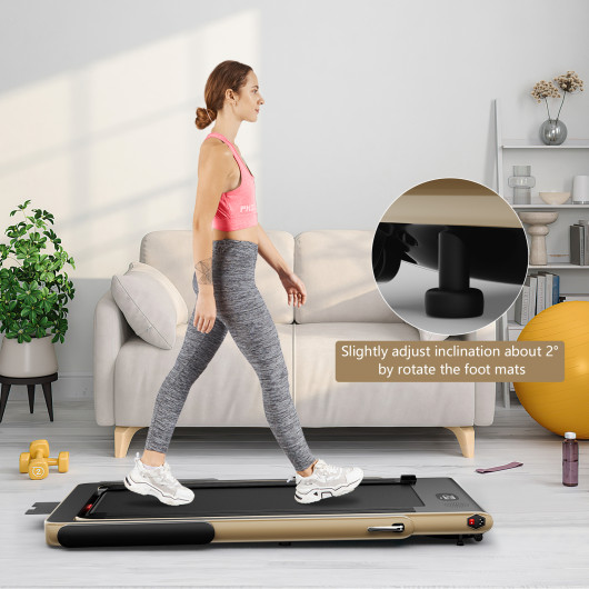 2.25HP 2 in 1 Folding Treadmill with APP Speaker Remote Control-Yellow - Image 6
