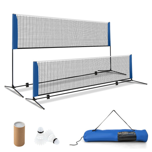10-14 Feet Adjustable Badminton Net Stand with Portable Carry Bag-10 Feet