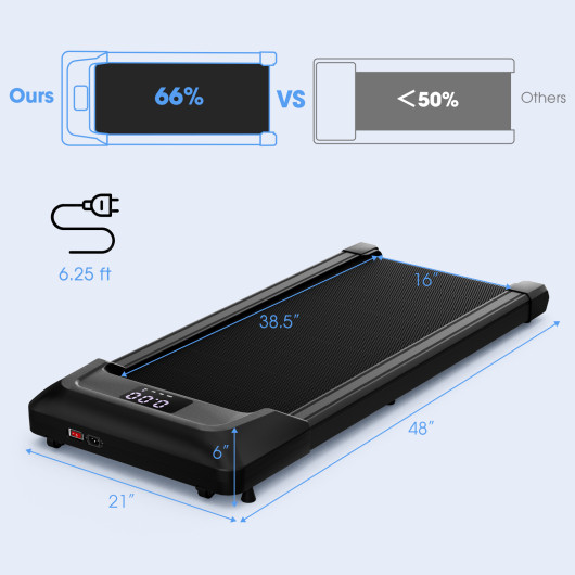 2.25 HP Walking Pad with LED Display and Remote Control-Black - Image 4