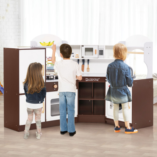 Toddler Kitchen Playset with Ice Maker Microwave Oven Sink and Washing Machine for Kids 3+ Years Old
