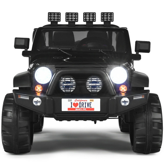 12V 2-Seater Ride on Car Truck with Remote Control and Storage Room-Black - Image 2