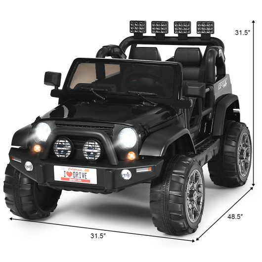 12V 2-Seater Ride on Car Truck with Remote Control and Storage Room-Black - Image 4