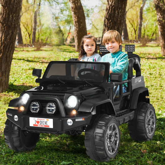 12V 2-Seater Ride on Car Truck with Remote Control and Storage Room-Black - Image 3