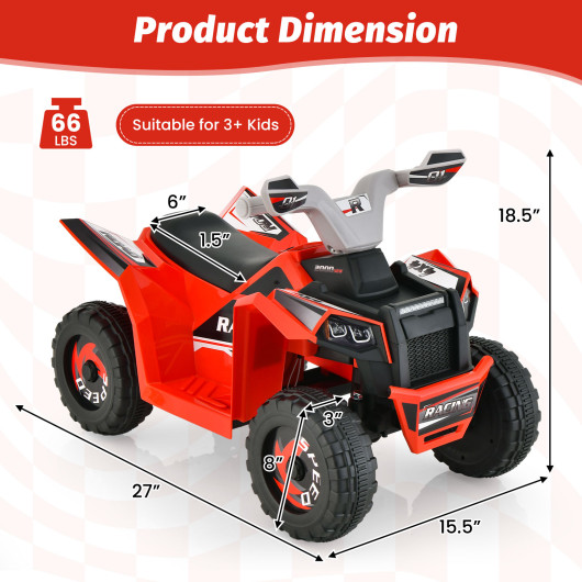 Kids Ride on ATV 4 Wheeler Quad Toy Car with Direction Control-Red - Image 5