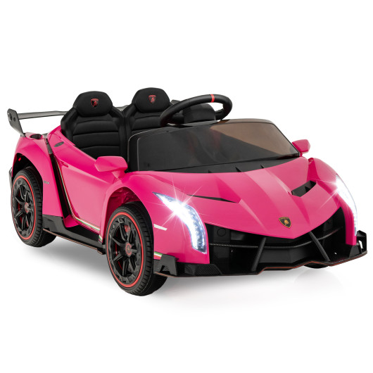 12V Licensed Lamborghini 4WD Kids Ride-on Sports Car with 2.4G Remote-Pink - Image 5