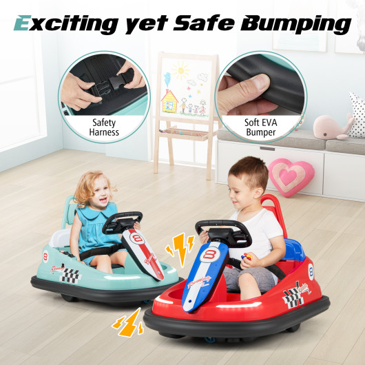 6V kids Ride-on Bumper Car with 360 Spinning and Dual Motors-Green - Image 4