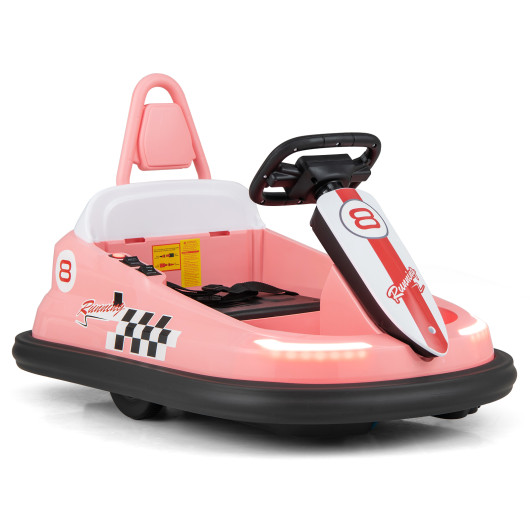 6V kids Ride-on Bumper Car with 360 Spinning and Dual Motors-Pink