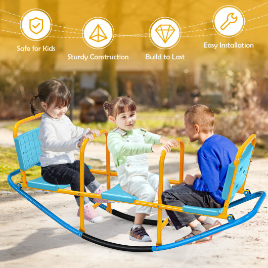 Outdoor Kids Seesaw Swivel Teeter for 3 to 8 Years Old-Blue - Image 4