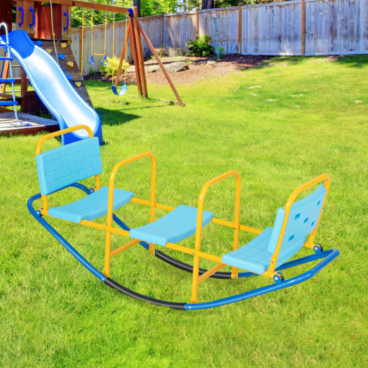 Outdoor Kids Seesaw Swivel Teeter for 3 to 8 Years Old-Blue - Image 3
