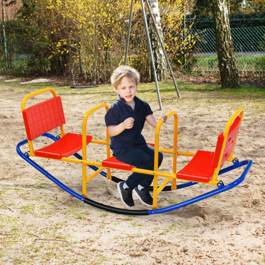 Outdoor Kids Seesaw Swivel Teeter for 3 to 8 Years Old-Red - Image 3