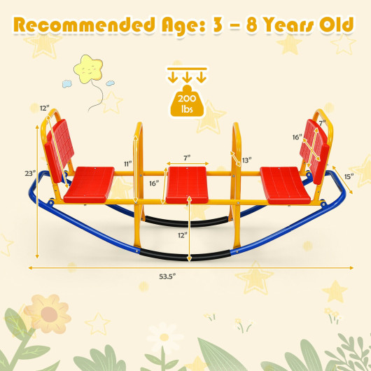 Outdoor Kids Seesaw Swivel Teeter for 3 to 8 Years Old-Red - Image 4